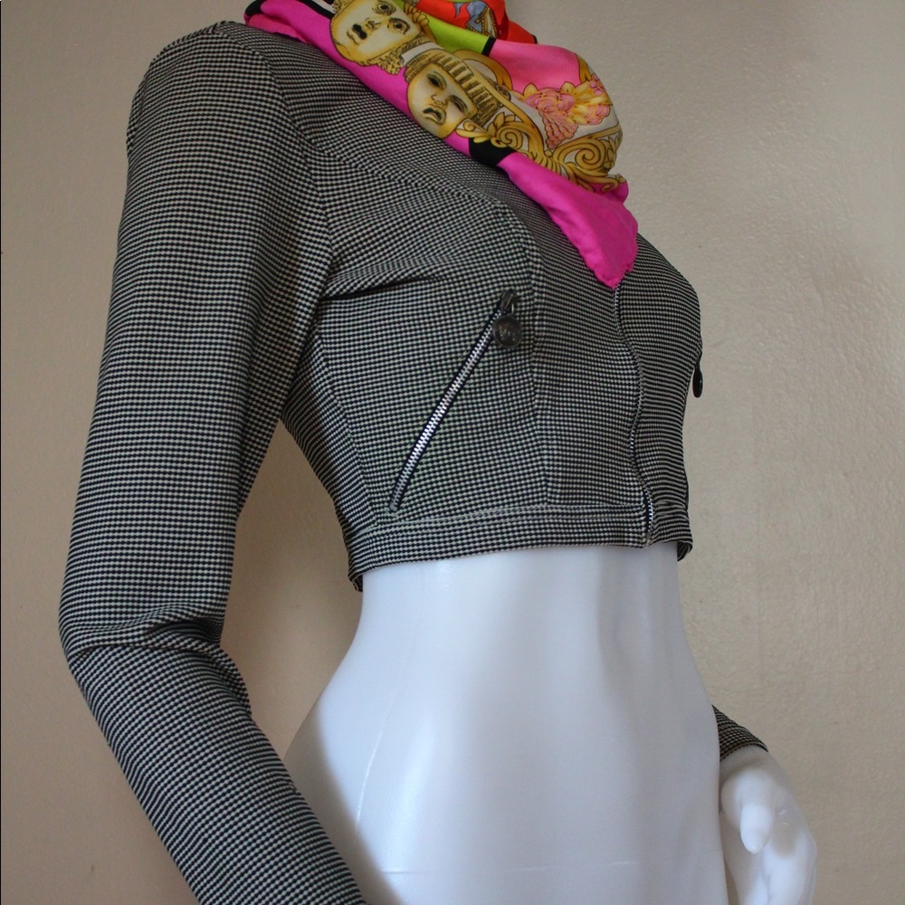 🩶 Vintage '90s Versace Jeans Couture Cropped Zippered Jacket - Picture 12 of 15